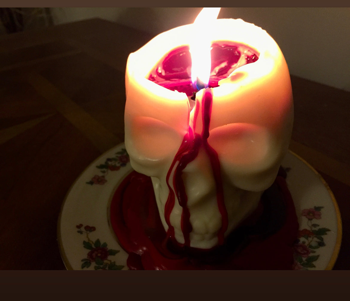 Bleeding Skull Candle- Large