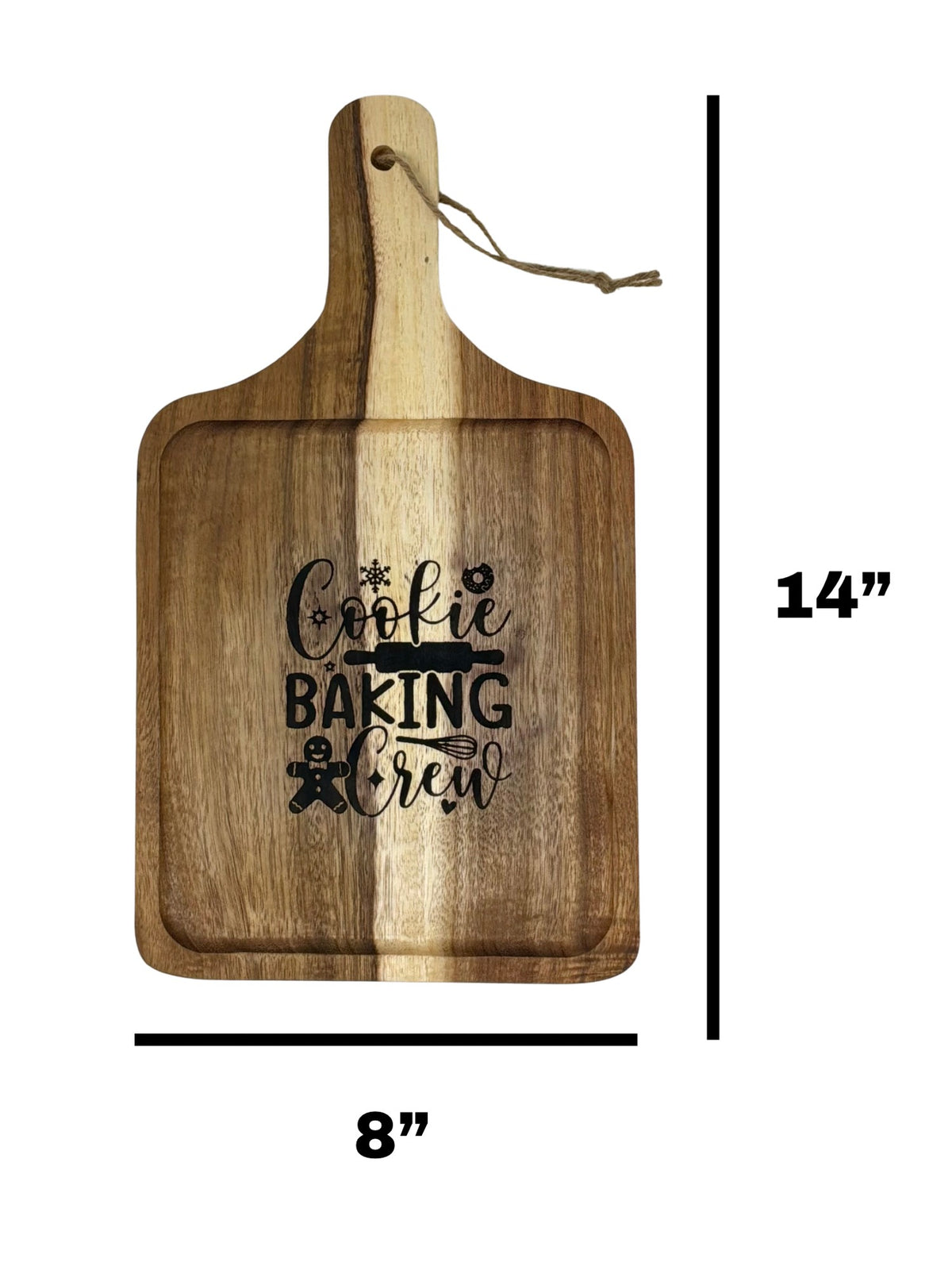 Cookie Baking Crew cutting board measuring 8 inches wide by 14 inches tall