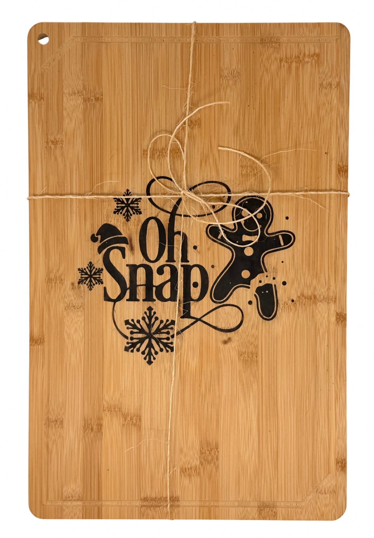 Large Oh Snap cutting board tied with twine
