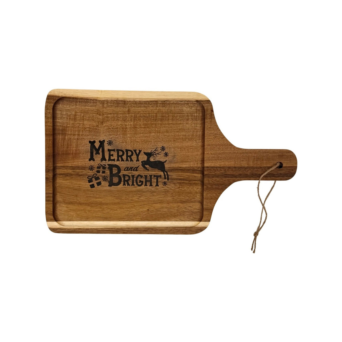 Hand-burned Merry and Bright cutting board