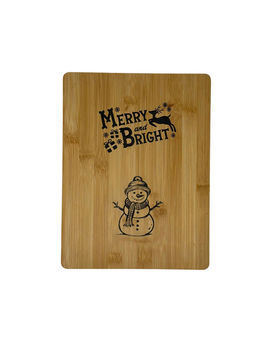 Hand-burned Merry and Bright cutting board
