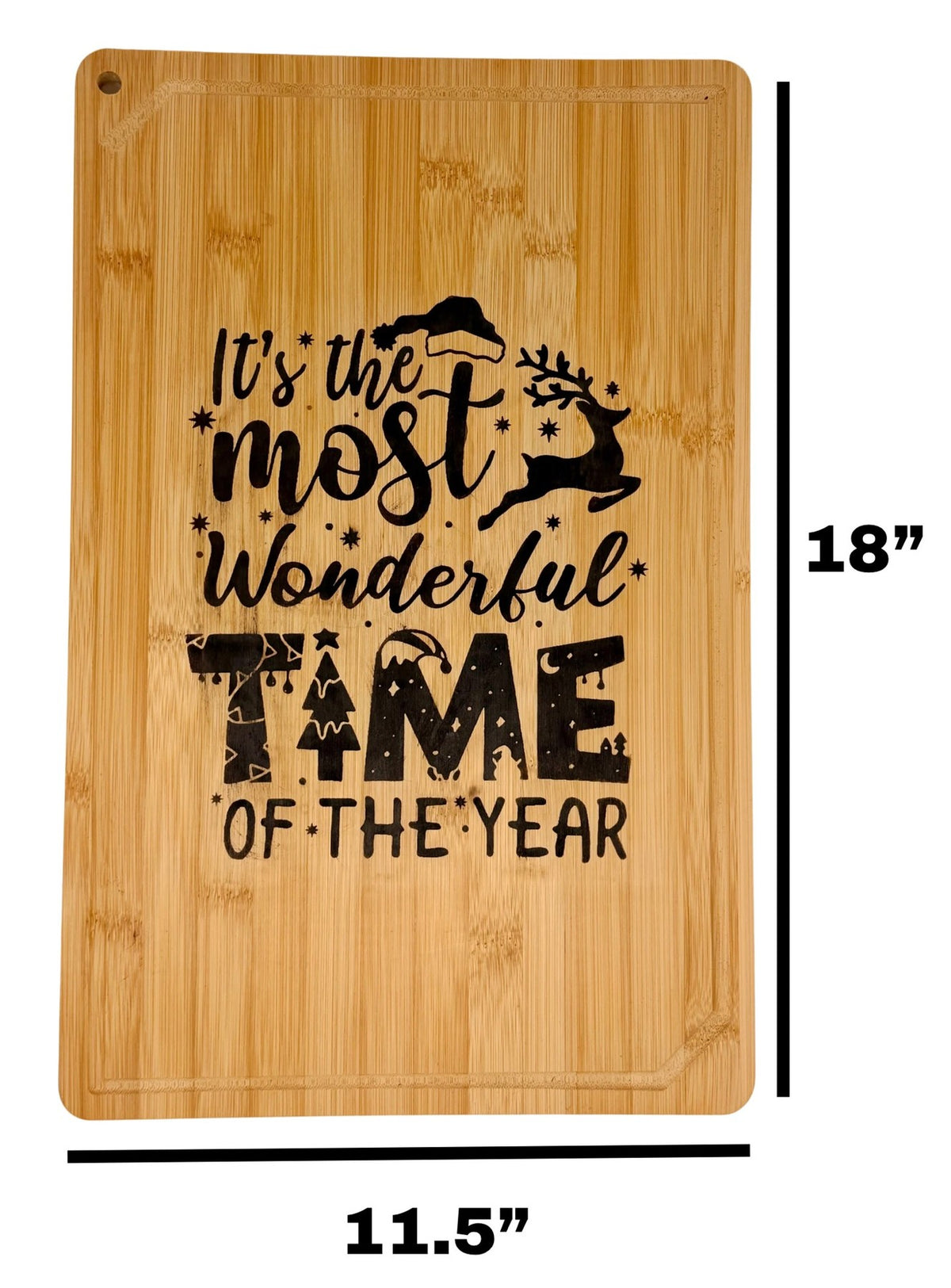 Large Wonderful Time cutting board measuring 11.5 inches wide by 18 inches tall