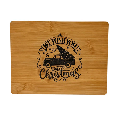 Hand-burned We Wish You a Merry Christmas cutting board
