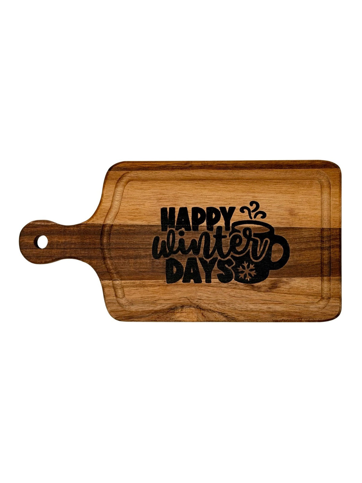 Hand-burned Happy Winter Days cheese board