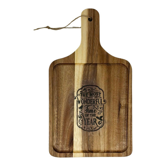 Hand-burned Most Wonderful Time of the Year cutting board
