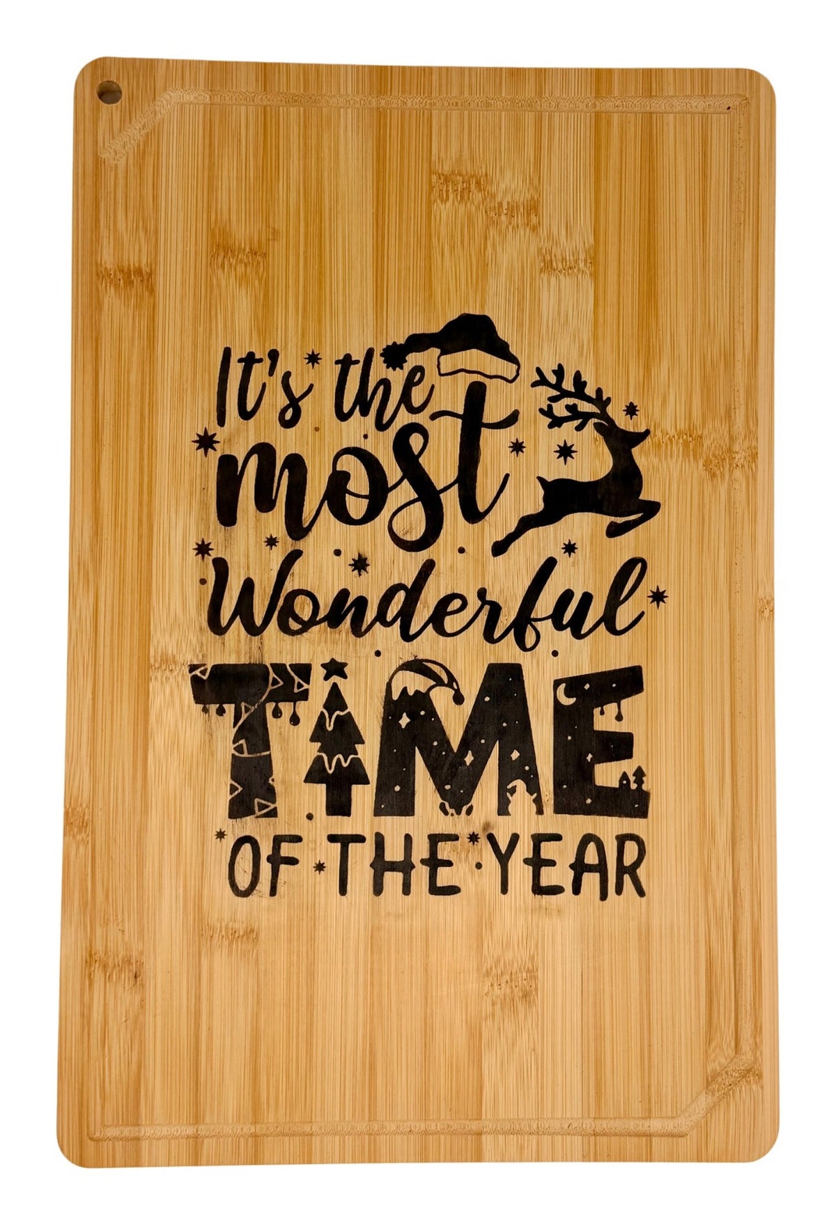 Hand-burned It's the Most Wonderful Time of the Year large cutting board