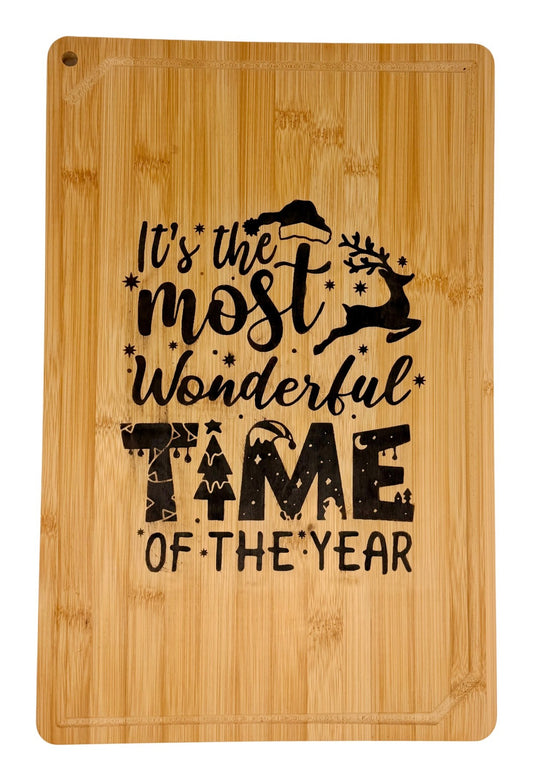 Hand-burned It's the Most Wonderful Time of the Year large cutting board