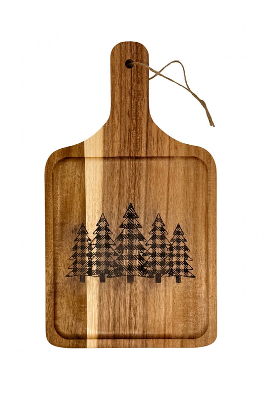 Hand-burned pine trees cutting board